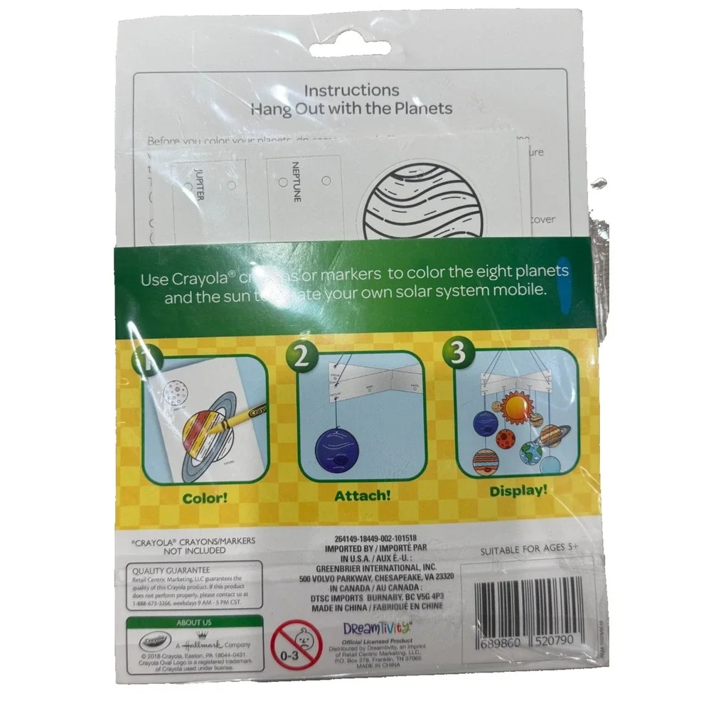 Crayola Solar System Mobile Kit Creative‎ Classroom Teaching Tree Planets